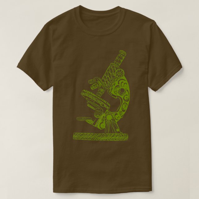 Scientific Microscope Line Drawing Olive T-Shirt (Design Front)