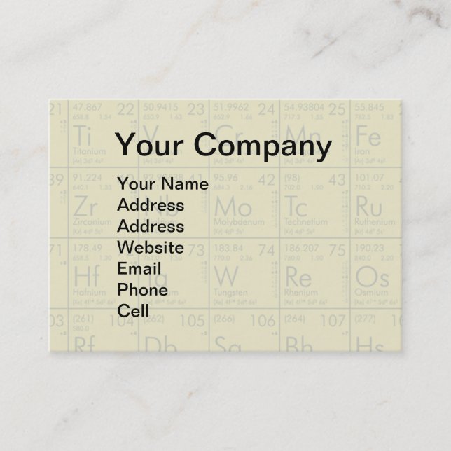 Scientific Periodic Table of the Elements Business Card (Front)
