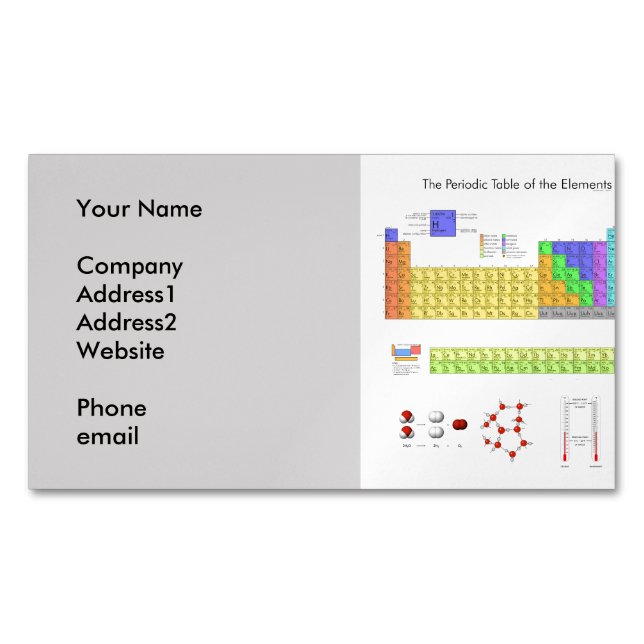 Scientific Periodic Table of the Elements Magnetic Business Card (Front)
