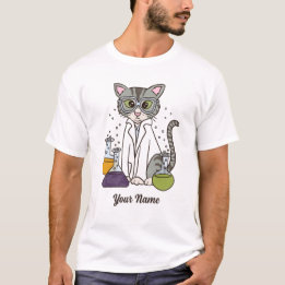 Scientist Cat - Grey Tabby Lab Kitty Cat Lover T-Shirt