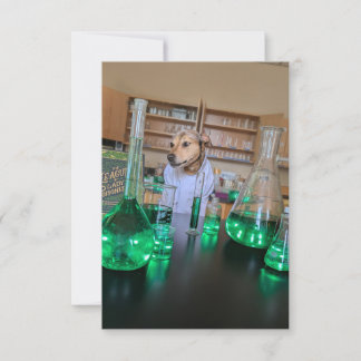 Scientist Funny Cute Dog book costume notecard