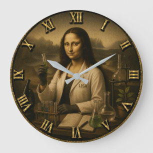 Scientist Funny Mona Lisa Science Lab Gift Large Clock