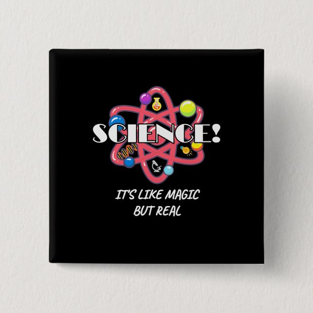 Scientist Gift | Chemistry Science Is Like Magic 15 Cm Square Badge (Front)