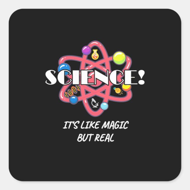 Scientist Gift | Chemistry Science Is Like Magic Square Sticker (Front)