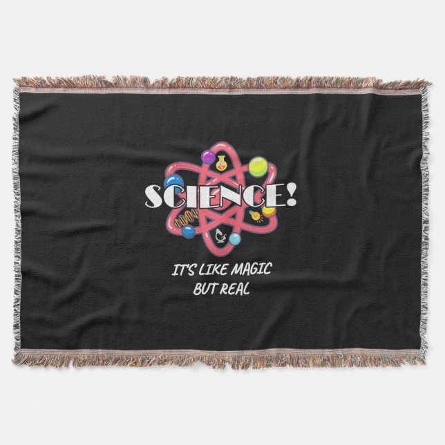 Scientist Gift | Chemistry Science Is Like Magic Throw Blanket (Front)