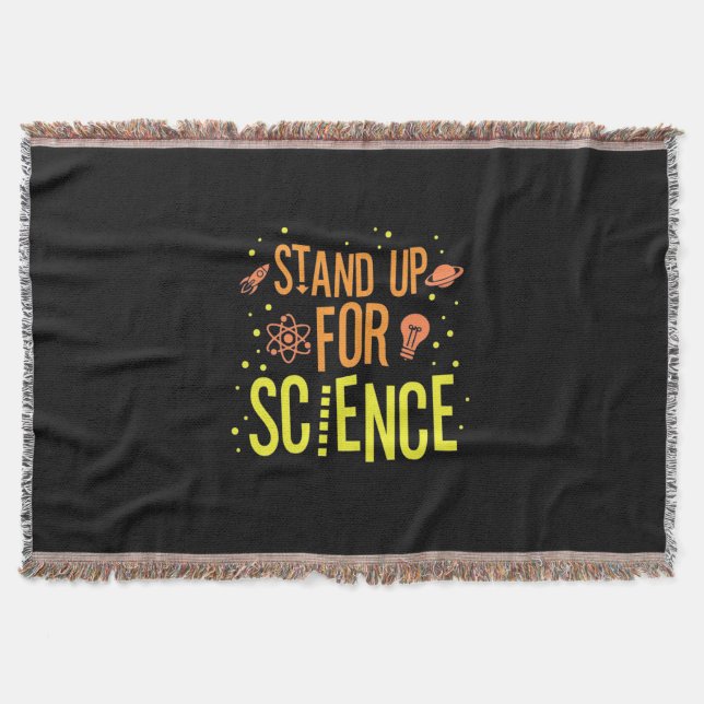 Scientist Gift | Stand Up For Science Throw Blanket (Front)