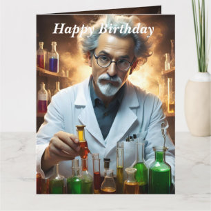 Scientist In A Laboratory Mixing Potions,Birthday  Card