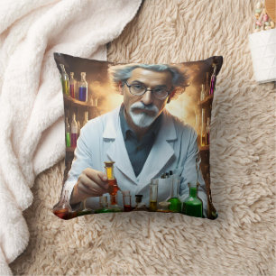 Scientist In A Laboratory Mixing Potions, Cushion