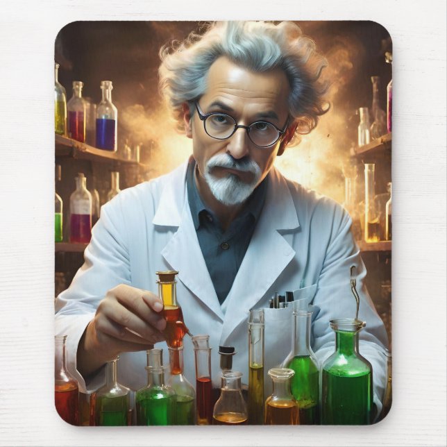 Scientist In A Laboratory Mixing Potions, Mouse Mat (Front)