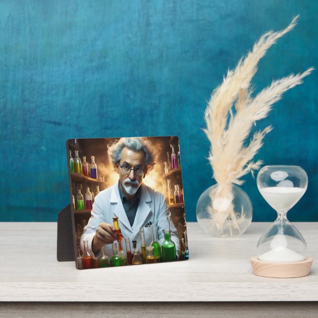 Scientist In A Laboratory Mixing Potions, Plaque (Insitu)