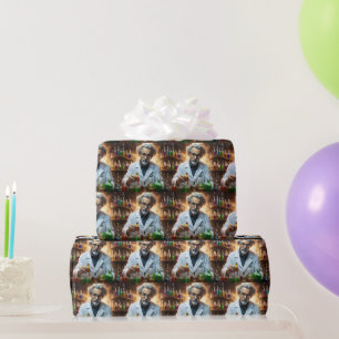 Scientist In A Laboratory Mixing Potions, Wrapping Paper