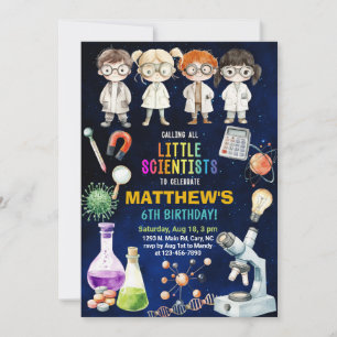 Scientist, Mad Science birthday invite. Invitation