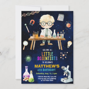 Scientist, Mad Science birthday invite. Invitation