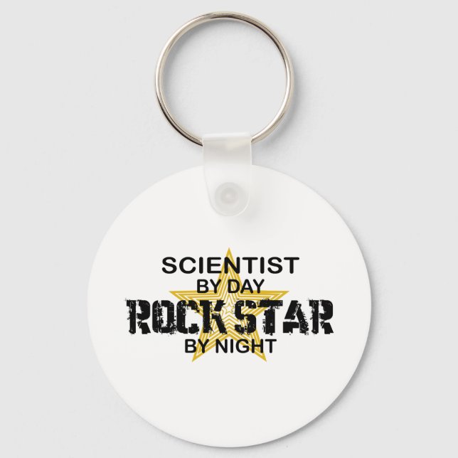 Scientist Rock Star by Night Key Ring (Front)