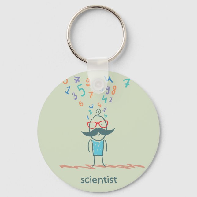 Scientist Thinking Keychain (Front)