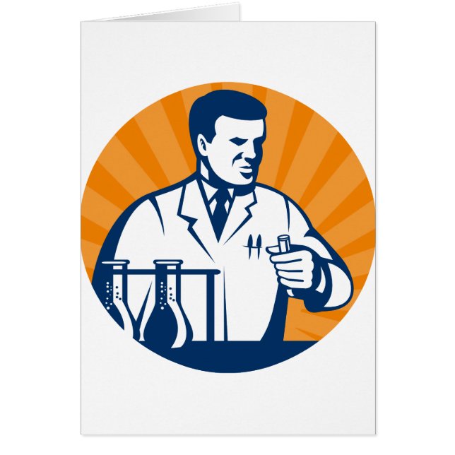 Scientist with laboratory apparatus test tube (Front)