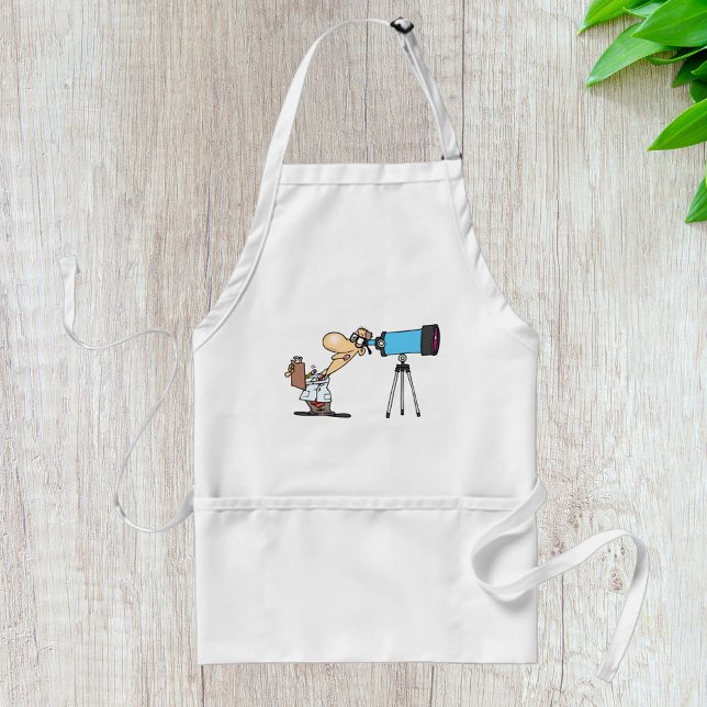 Scientist with Telescope Astronomy Science Humour  Standard Apron (Creator Uploaded)