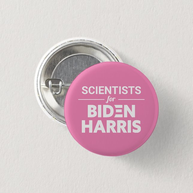 Scientists for Biden Harris Custom Text Pink 3 Cm Round Badge (Front & Back)