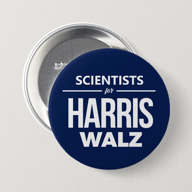 Scientists for Harris Walz 7.5 Cm Round Badge (Front & Back)