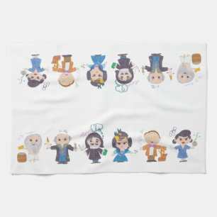 Scientists in a row II Tea Towel