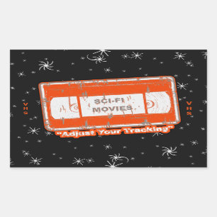 SciFi Movies Video Cassette Adjust Your Tracking O Rectangular Sticker