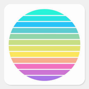 scifi rainbow pastel 60s 70s sunset stripes square sticker