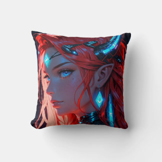 Scifi Red Hair Anime Girl Cushion