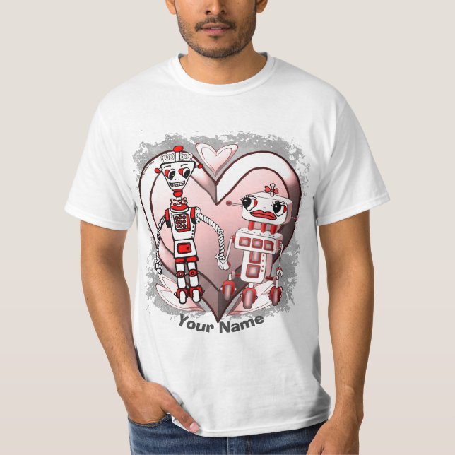 Scifi robots in love  T-Shirt (Front)