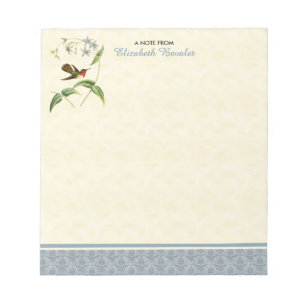 Scintillant Hummingbird Blue Damask Note Pad