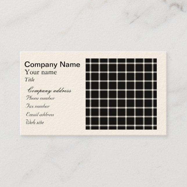 Scintillating black & white grid optical illusion business card (Front)