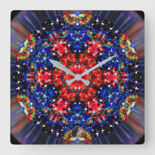 Scintillation Stellar Kaleid Square Wall Clock