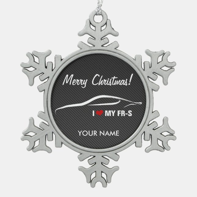 Scion FR-S "I love my FR-S" Personalised Snowflake Pewter Christmas Ornament (Front)
