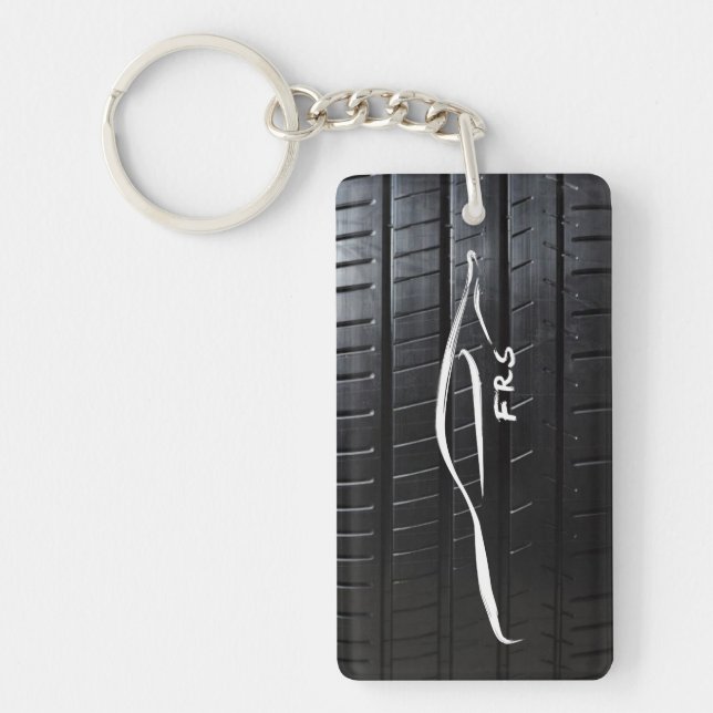 Scion FR-S white brushstroke with tire tread Key Ring (Front)