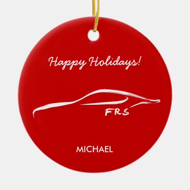 Scion FR-S White Silhouette logo Ceramic Tree Decoration (Front)