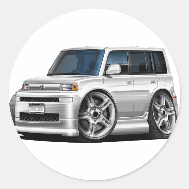 Scion XB White Car Classic Round Sticker (Front)