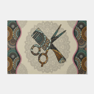 Scissor And Brusher Doormat, Hair Dresser Gift Doormat