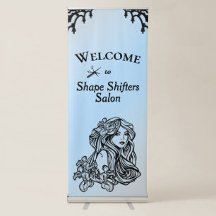 Scissor and Comb Blue Personal Retractable Banner