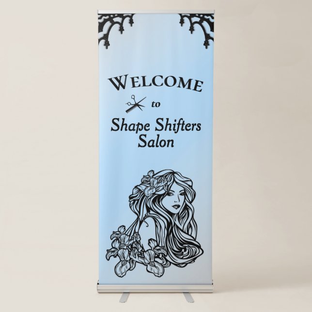 Scissor and Comb Blue Personal Retractable Banner (Front)
