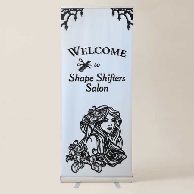 Scissor and Comb Blue Personal Retractable Banner (Front)