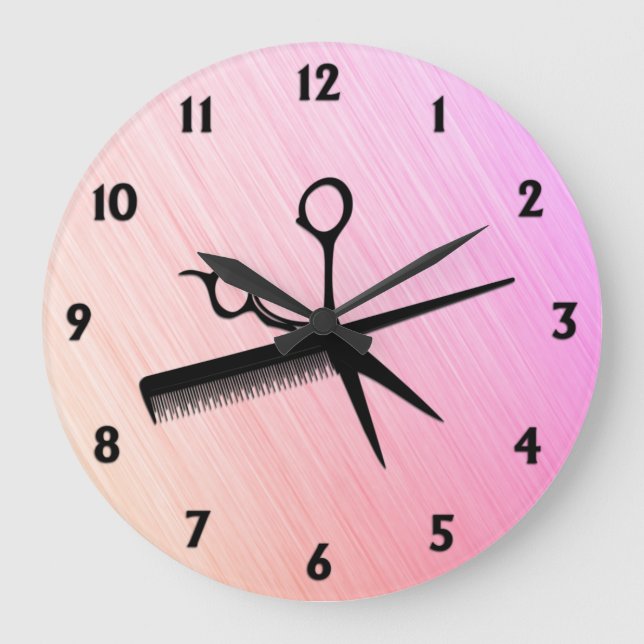 Scissor and Comb Pink Large Clock (Front)