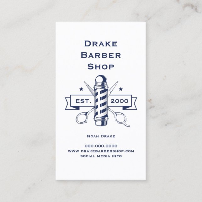 Scissor Barber Pole Professional Barber Shop Business Card (Front)