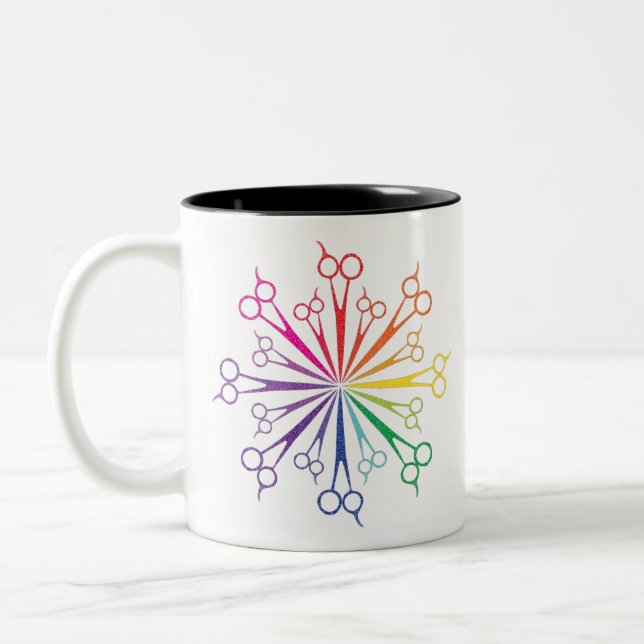 scissor circle Two-Tone coffee mug (Left)