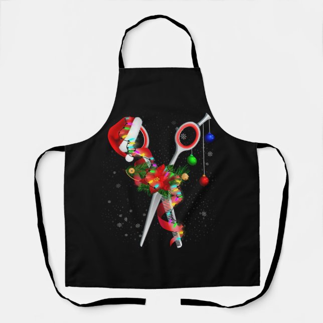 Scissor Hairstylist Santa Christmas Hair Stylist H Apron (Front)
