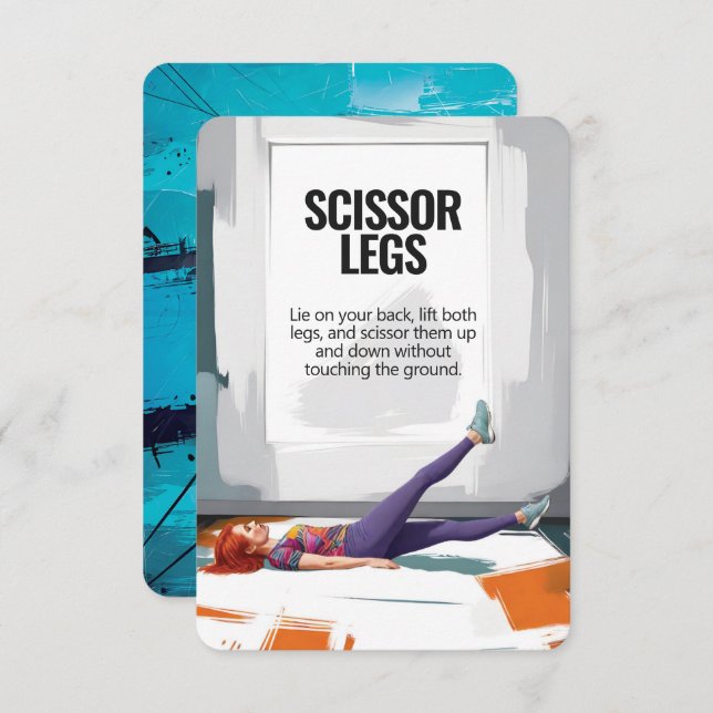 Scissor Legs Fitness Card with Blue Backing (Front/Back)