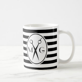 Scissor Monogram Initials Hair Stylist Barber Shop Coffee Mug
