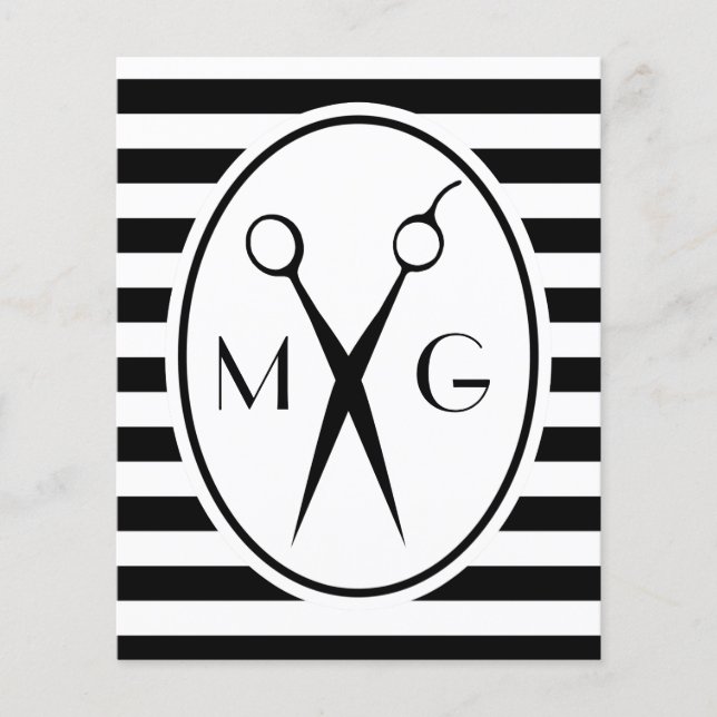 Scissor Monogram Initials Hair Stylist Barber Shop Flyer (Front)