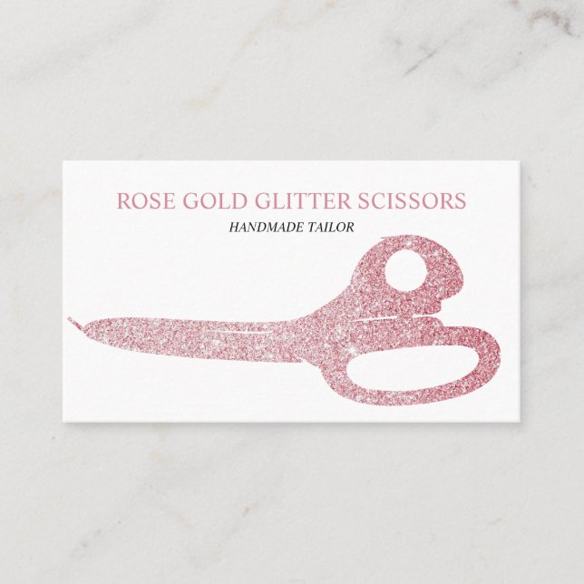 Scissor Rose Gold Pink Sparkle Business Card (Front)