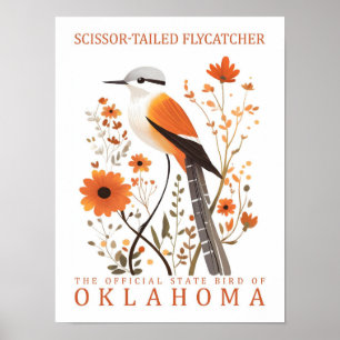 Scissor Tailed Flycatcher Bird of Oklahoma Poster