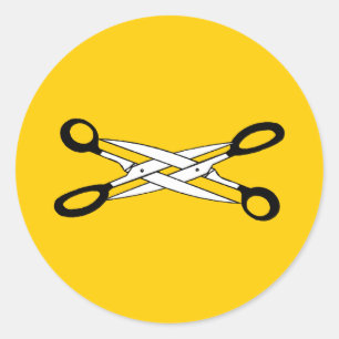 SCISSOR TIME CLASSIC ROUND STICKER