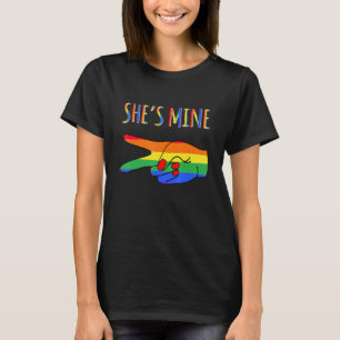 Scissoring Lgbt She's Mine Lesbian Couple Matching T-Shirt
